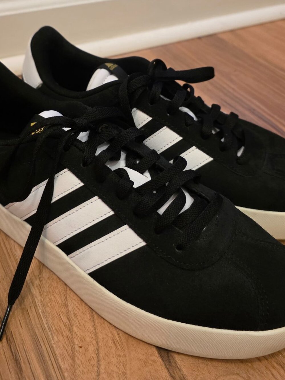 adidas VL Court 3.0 Black White Suede Sneakers Women's 9.5